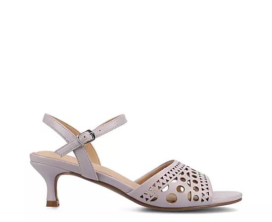 Journee Jessly Women's Cut Out Design Ankle Strap Kitten Heel Sandals,  Product Image