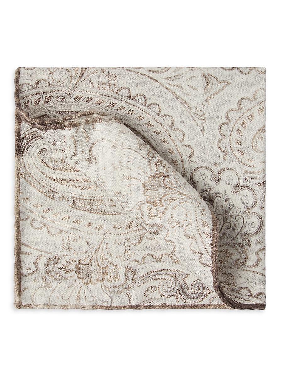 Mens Double Face Silk Pocket Square with Paisley Design Product Image