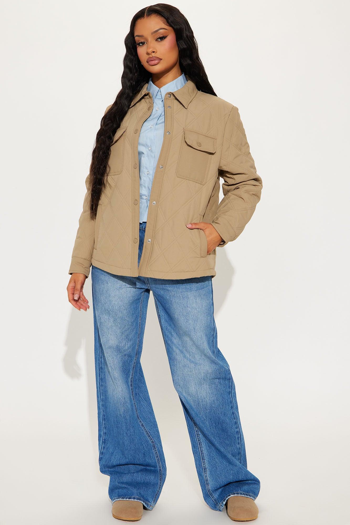 Abby Quilted Shirt Jacket - Tan Female Product Image