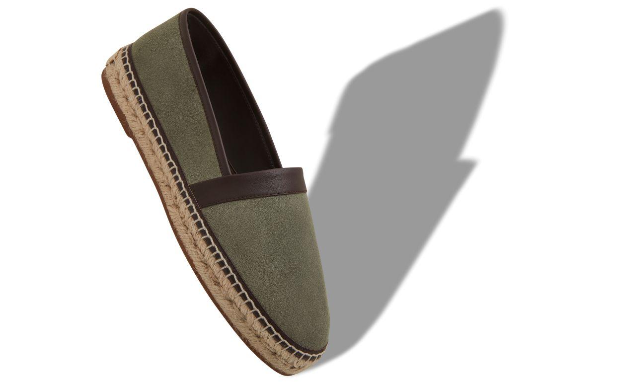 NERANO Dark Green Calf Suede Espadrilles Product Image