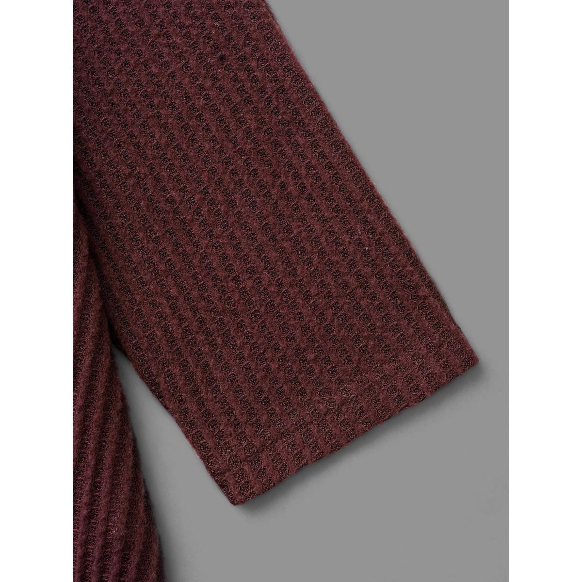 Plus Size Round Neck Waffle Knit Twist Front T-shirt Deepred Women Casual Twist Round Neck Everyday T-shirts BloomChic 28/5X Product Image