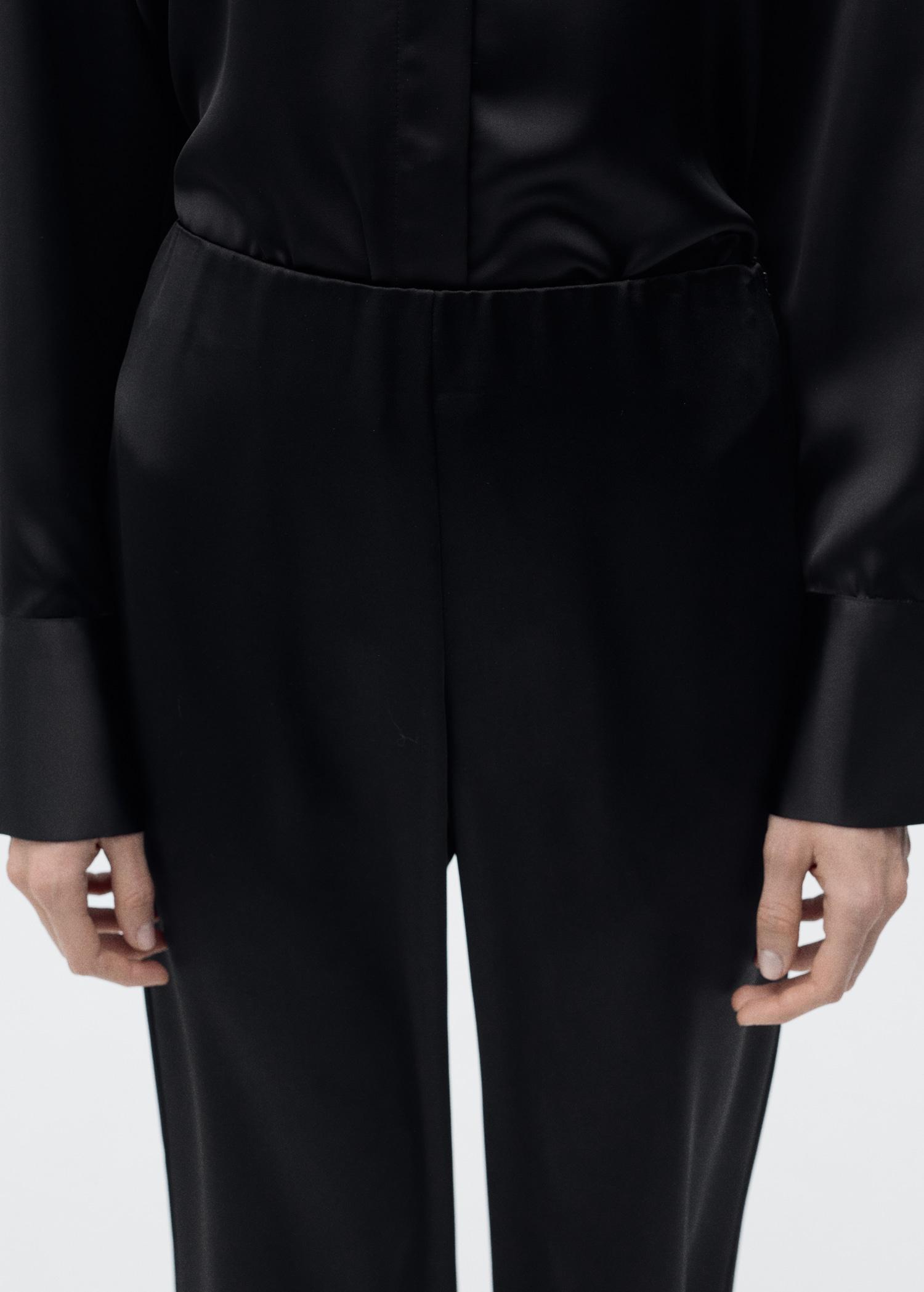 Satin straight-fit pants - Women | MANGO USA Product Image