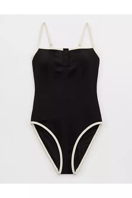 Aerie Shine Henley One Piece Swimsuit Women's Product Image