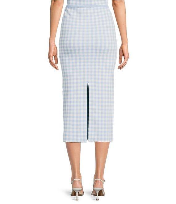 ASTR the Label Babbett Sweater Knit Gingham Print Coordinating Midi Skirt Product Image