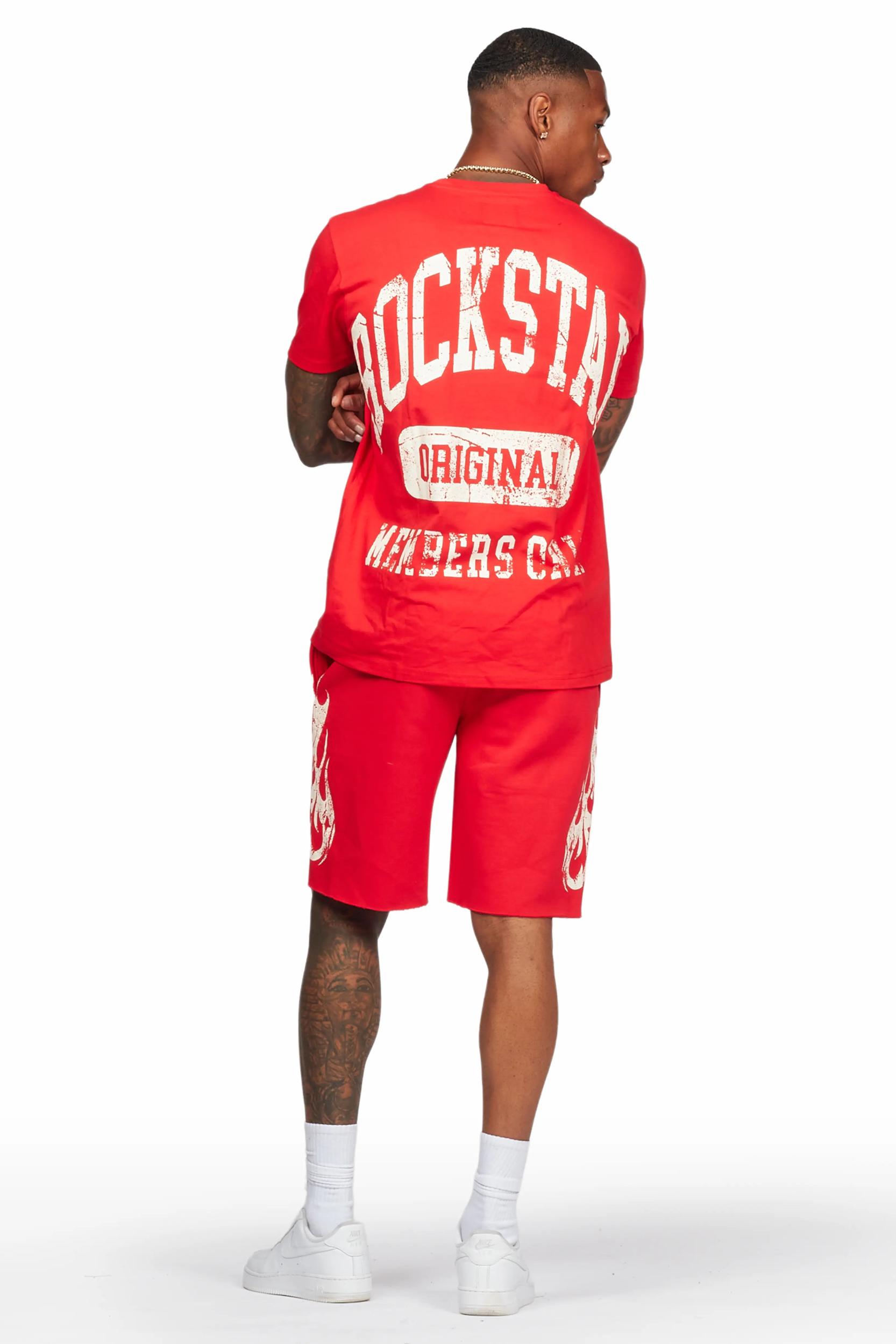 Members Red T-Shirt/Short Set Male Product Image