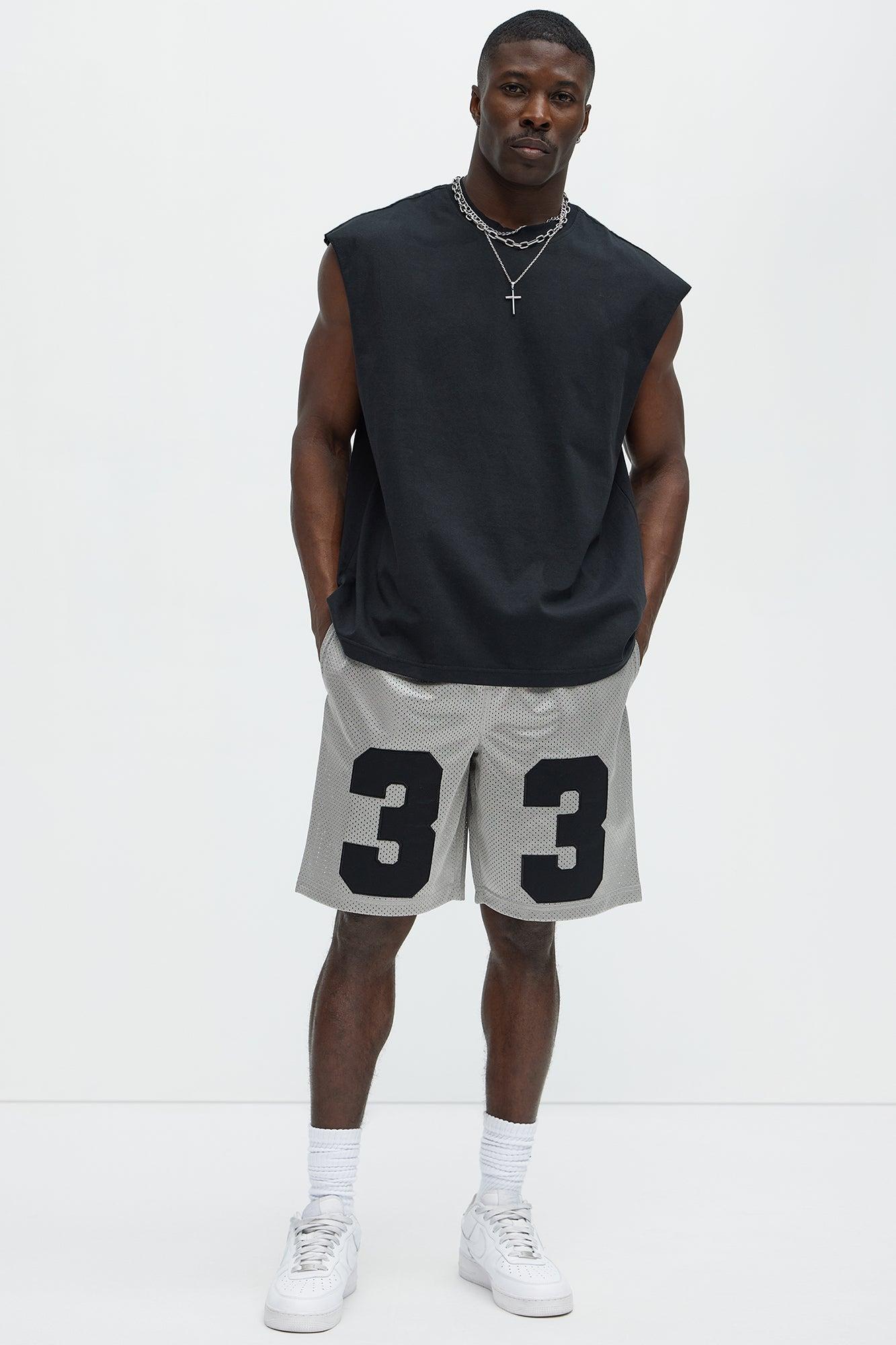Varsity Player Relaxed Mesh Shorts - Grey Product Image