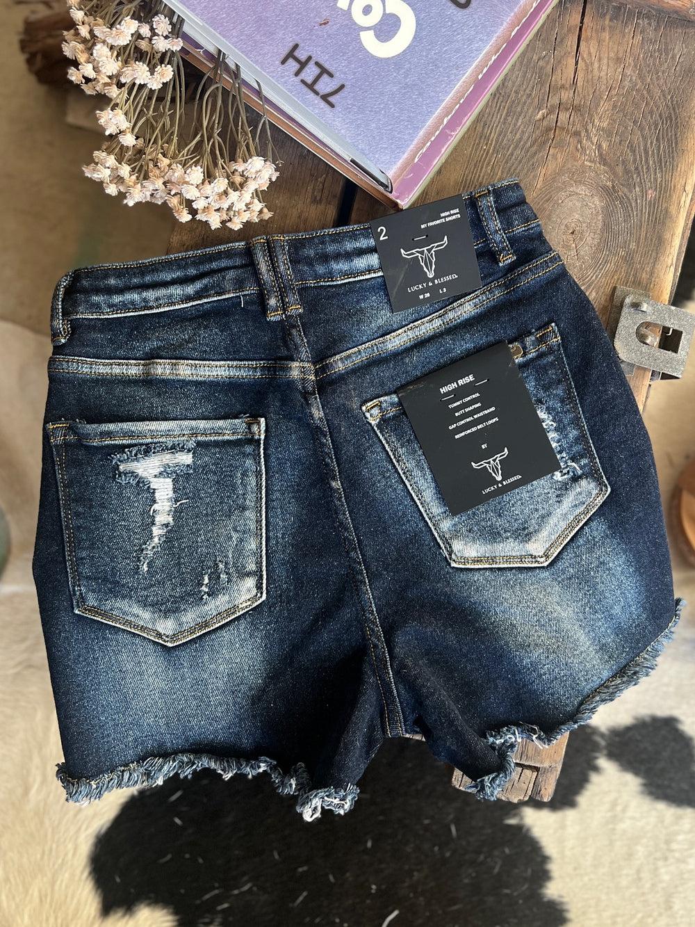 Distressed Tummy Control Denim Shorts - 2 Colors Product Image