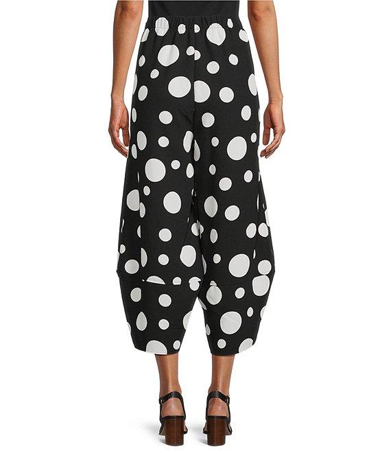 IC Collection Woven Dot Print Elastic Waist Tulip Hem Crop Coordinating Pants Product Image