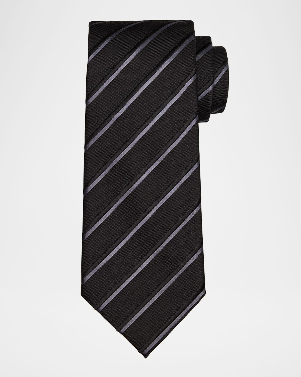 Mens Diagonal Stripe Silk Tie Product Image