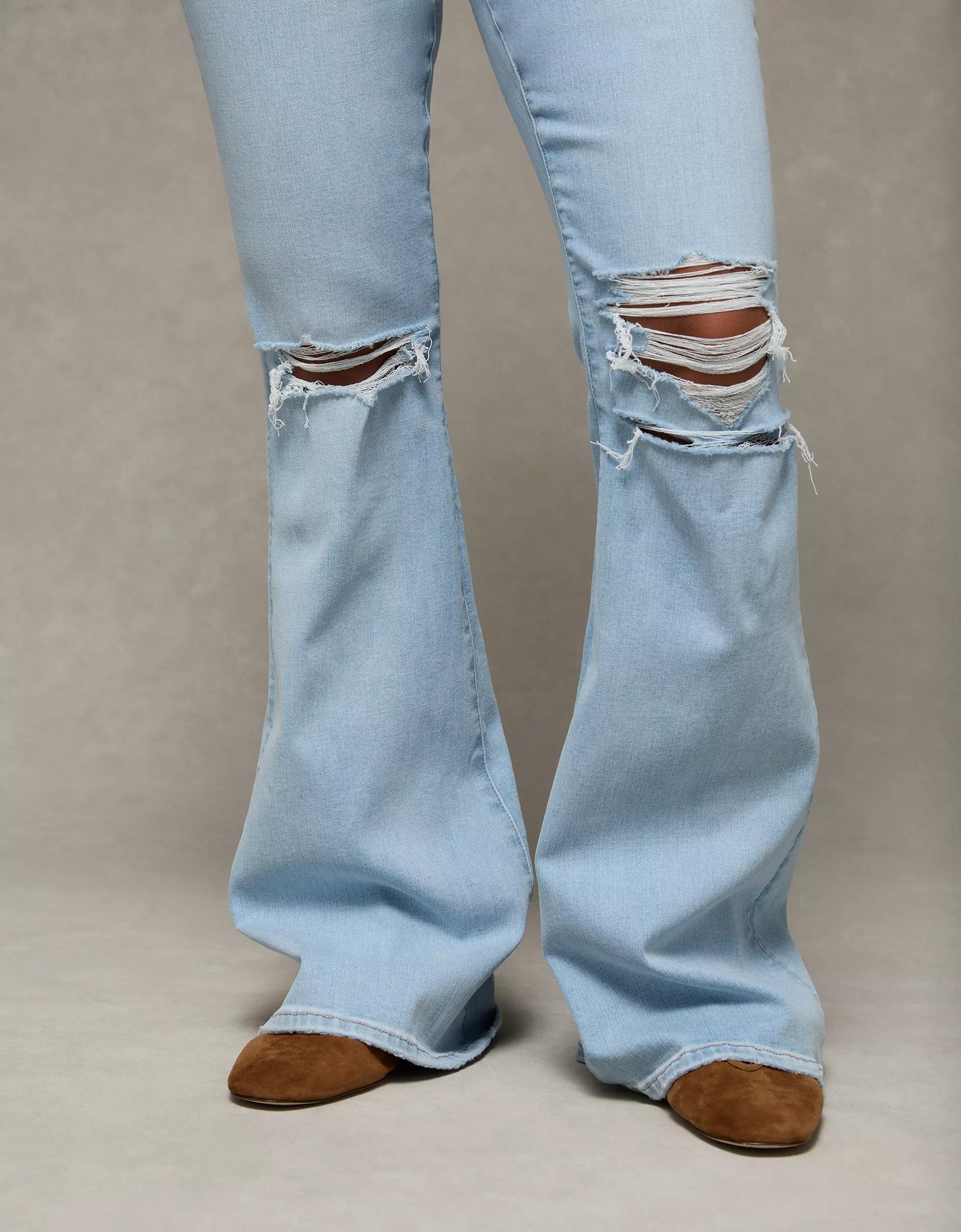 AE Next Level Curvy Ripped Super High-Waisted Flare Jean Product Image