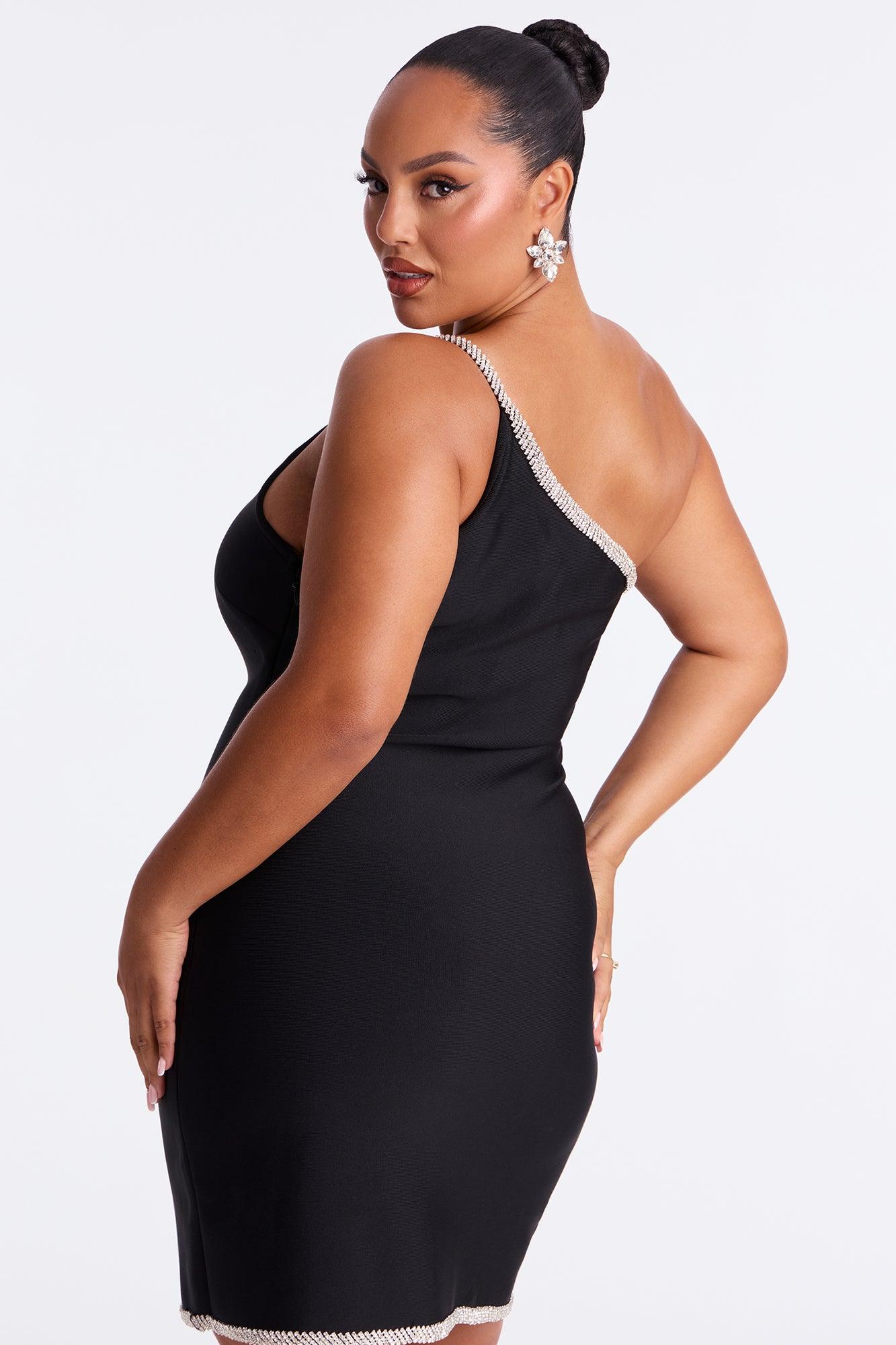 Ren Rhinestone Trim Bandage Mini Dress - Black Female Product Image