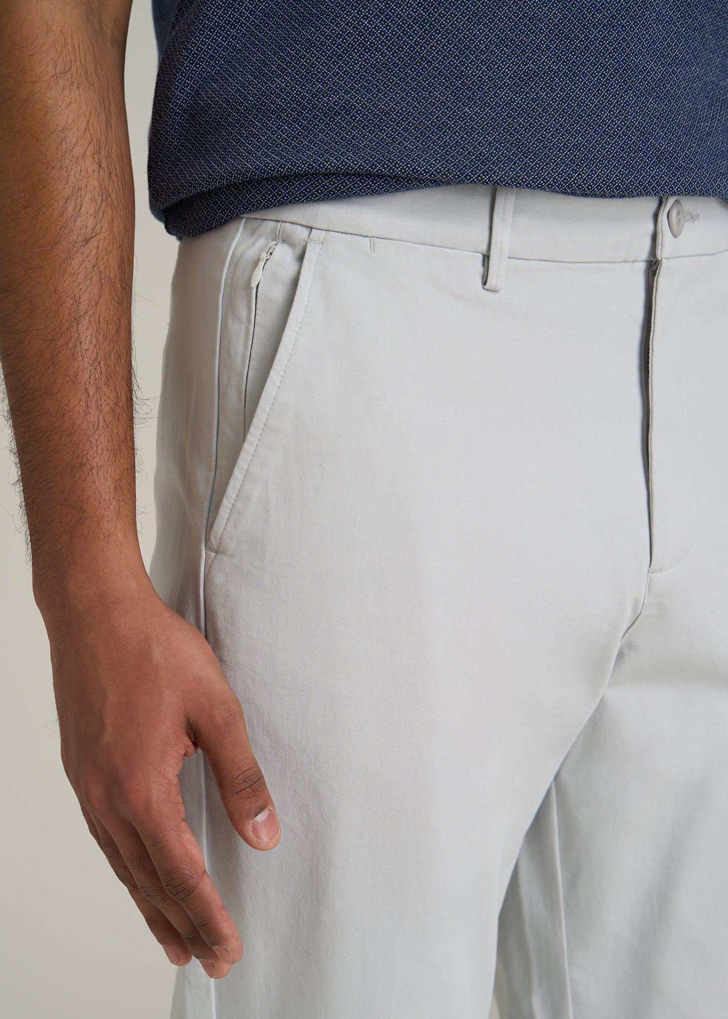4 Way Stretch Commuter TAPERED Chino Pants for Tall Men in Silver Drop Male Product Image