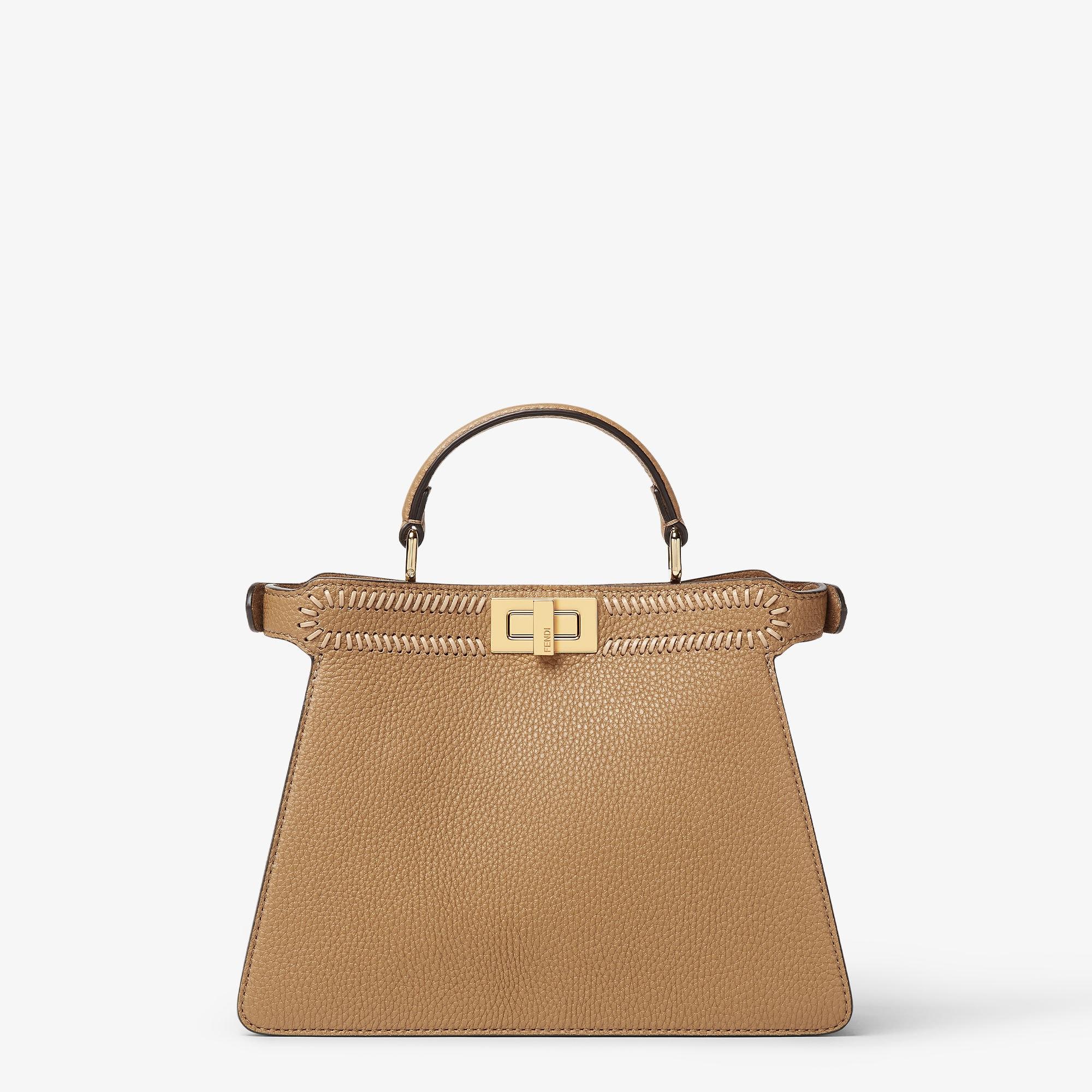 Peekaboo ISeeU SmallCappuccino-colored leather bag with FF interlacing Product Image