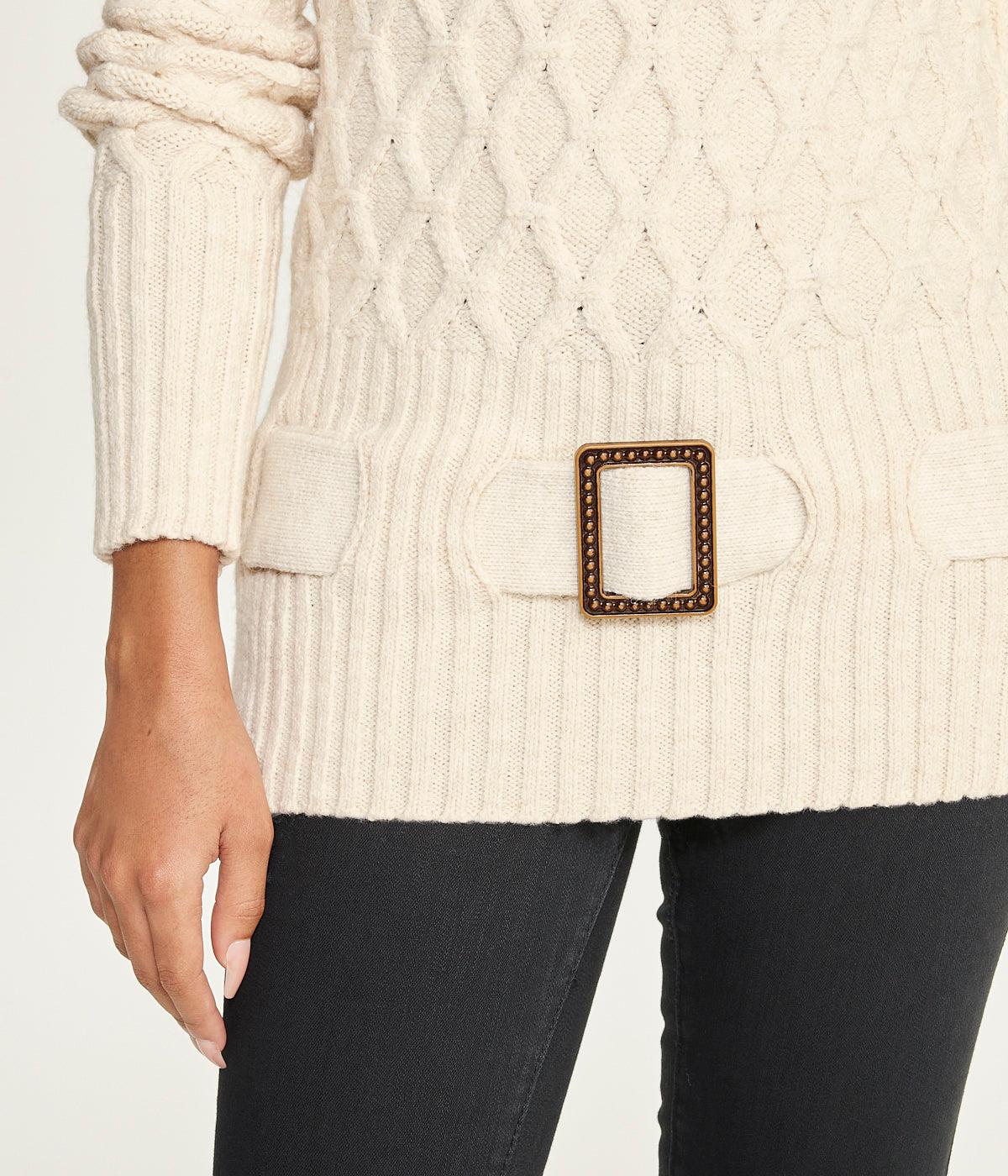 Diamond Belted Tunic Sweater Product Image
