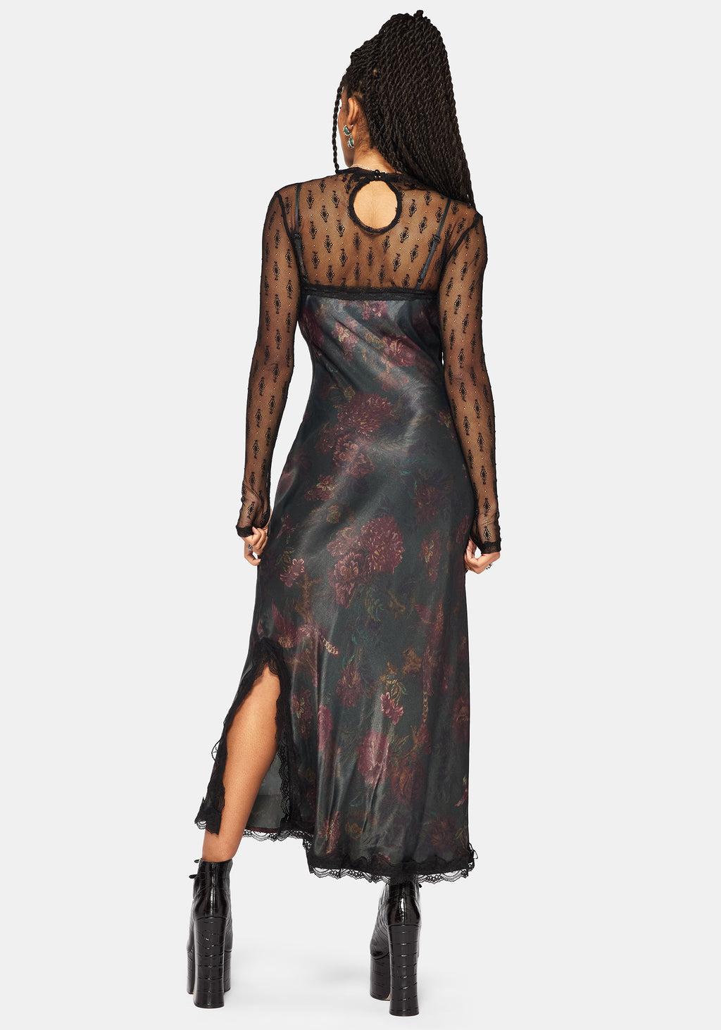 Everbloom Floral Satin Lace Cami Midaxi Dress Product Image