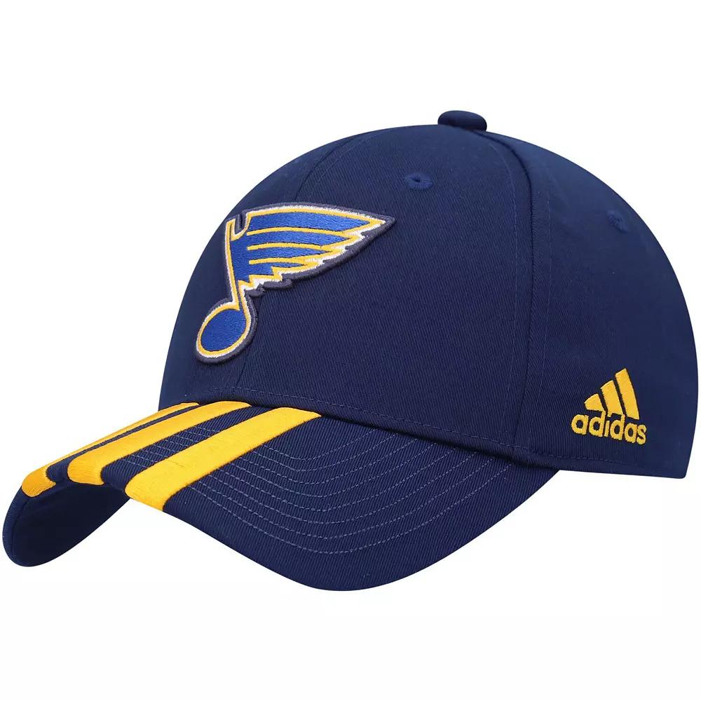 Men's adidas Navy St. Louis Blues Locker Room Primegreen Three Stripe Adjustable Hat Product Image
