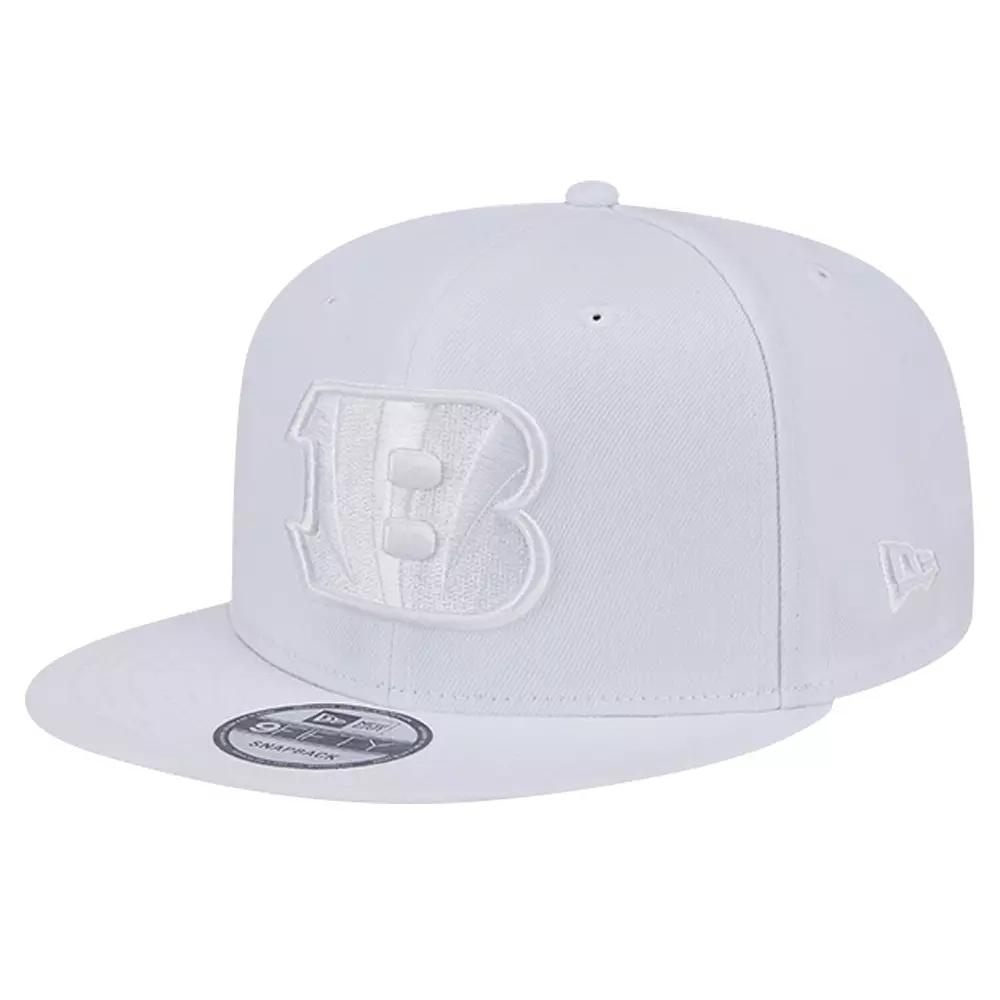 Men's New Era Cincinnati Bengals Main White on White 9FIFTY Snapback Hat Product Image