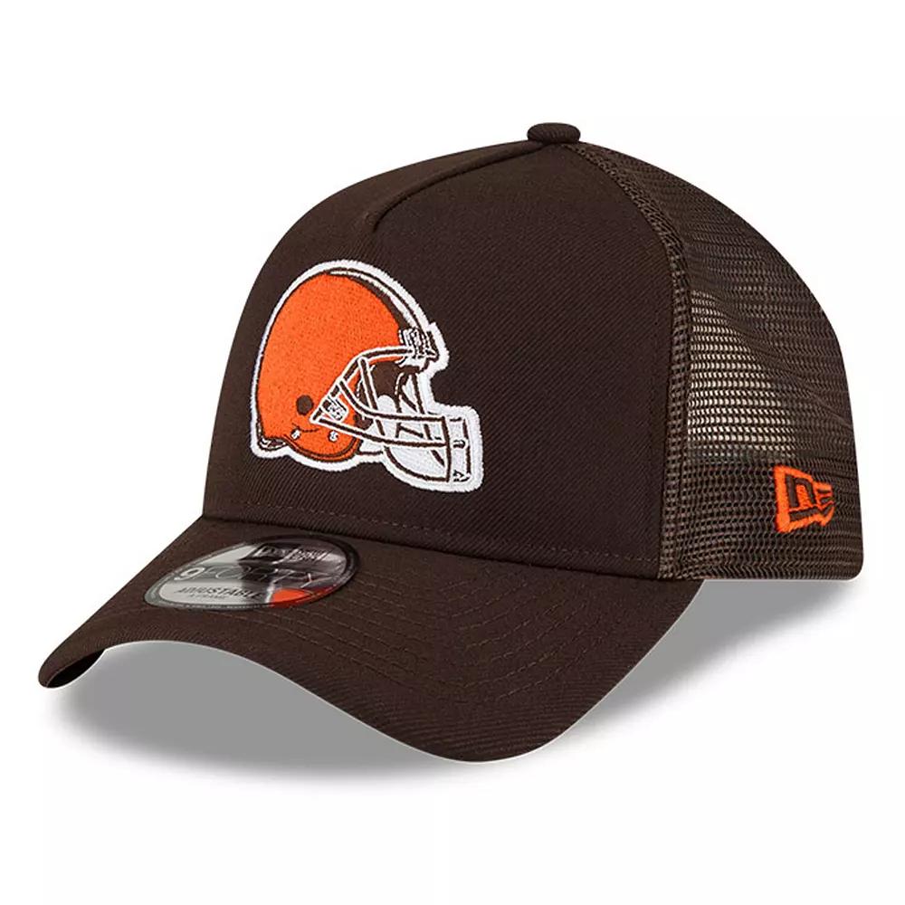 Men's New Era Brown Cleveland Browns  A-Frame Trucker 9FORTY Adjustable Hat Product Image