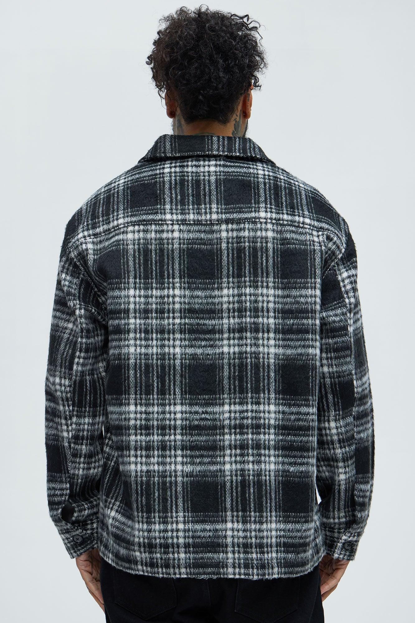 Agua Plaid Shacket - Black/White Male Product Image