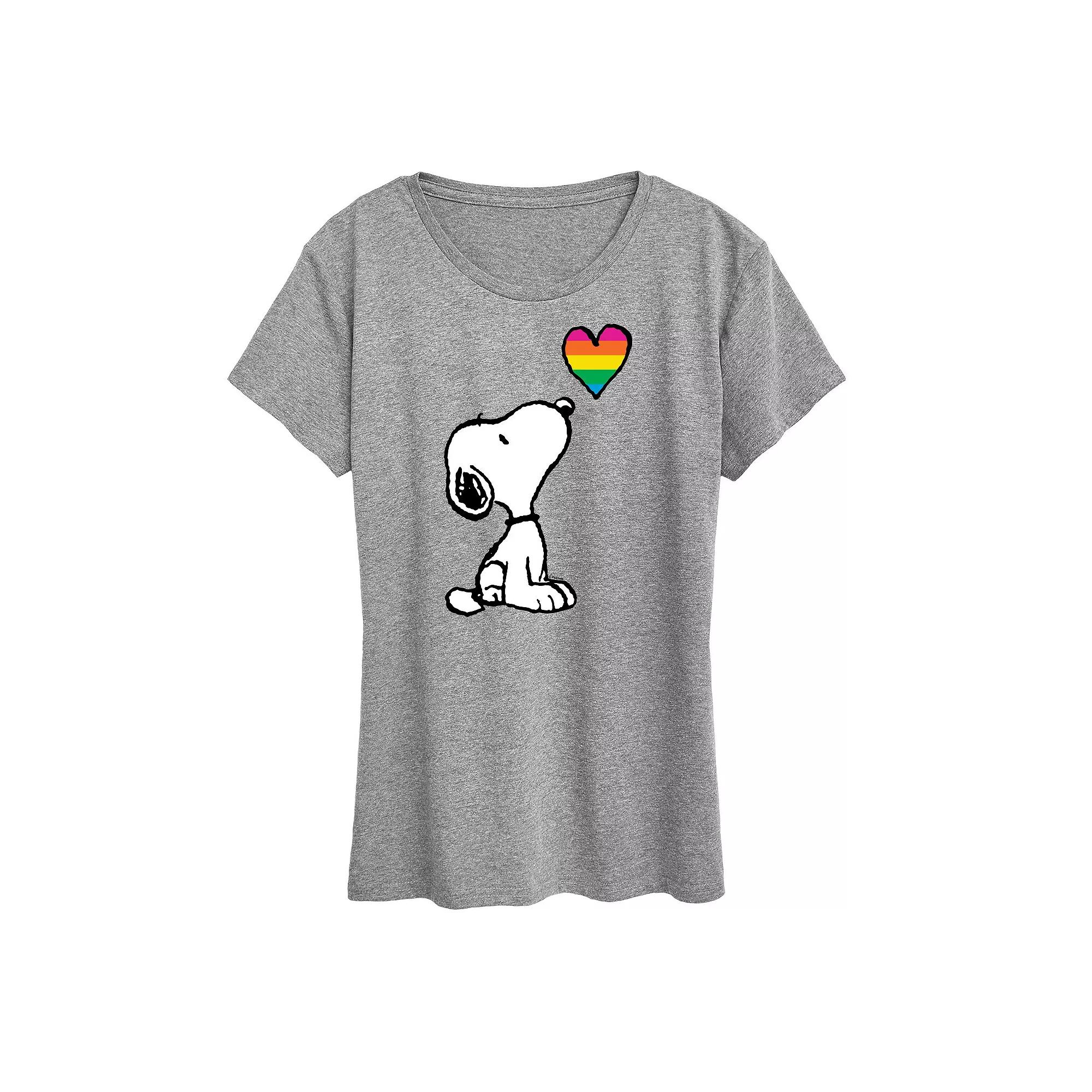 Women's Peanuts Snoopy Rainbow Heart Graphic Tee,  Product Image