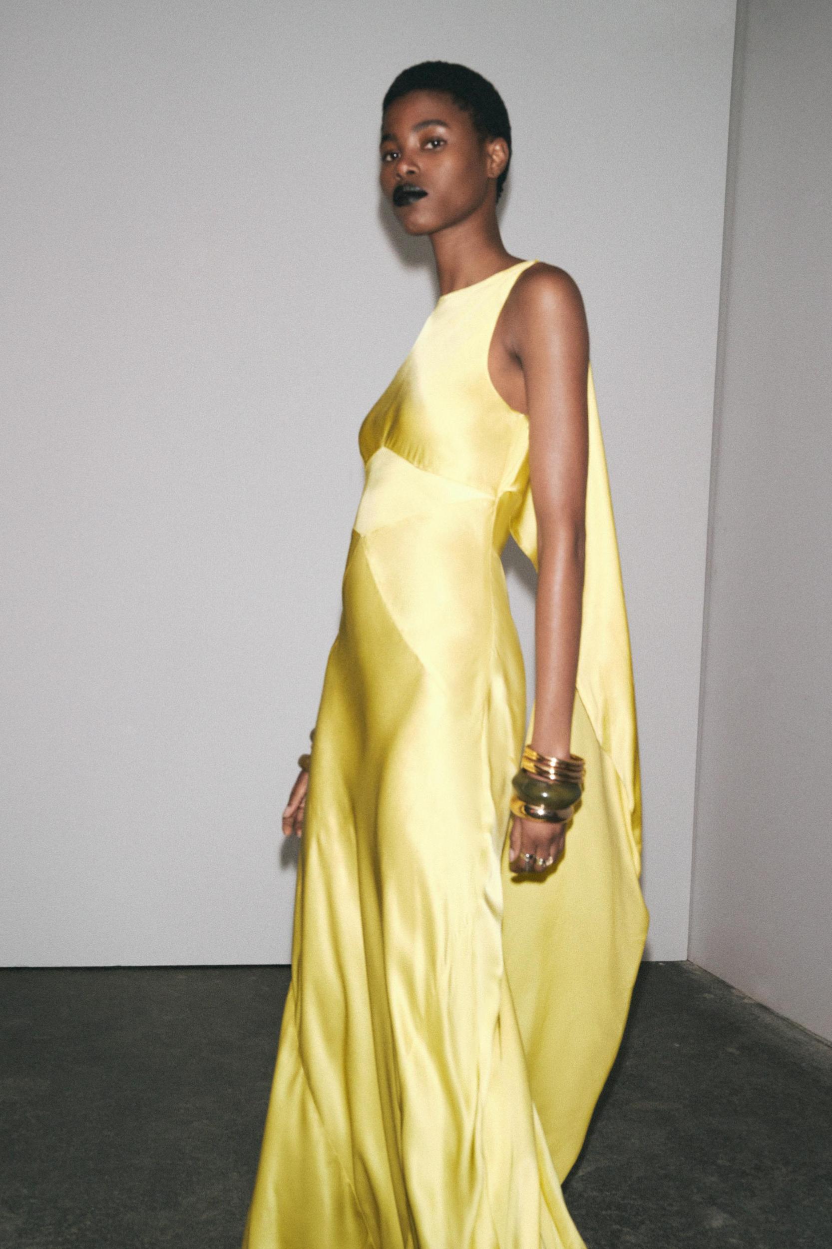 SATIN EFFECT SCARF BACK DRESS Product Image