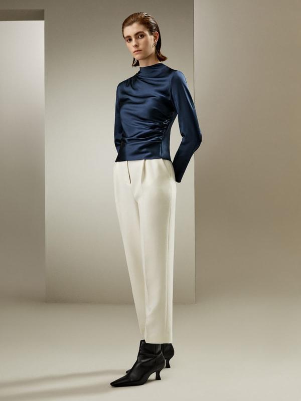 LILYSILK Silk Shirt Women - Silvergray Silk - Casual Asymmetrical Hem Shirt 6 Product Image