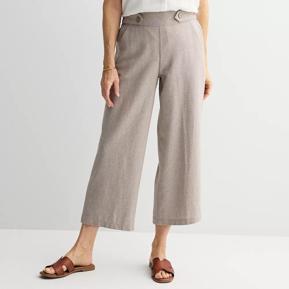 Women's Croft & Barrow® Pull-On Wide Leg Crop Pants, Size: XL, Baredan Brown Product Image
