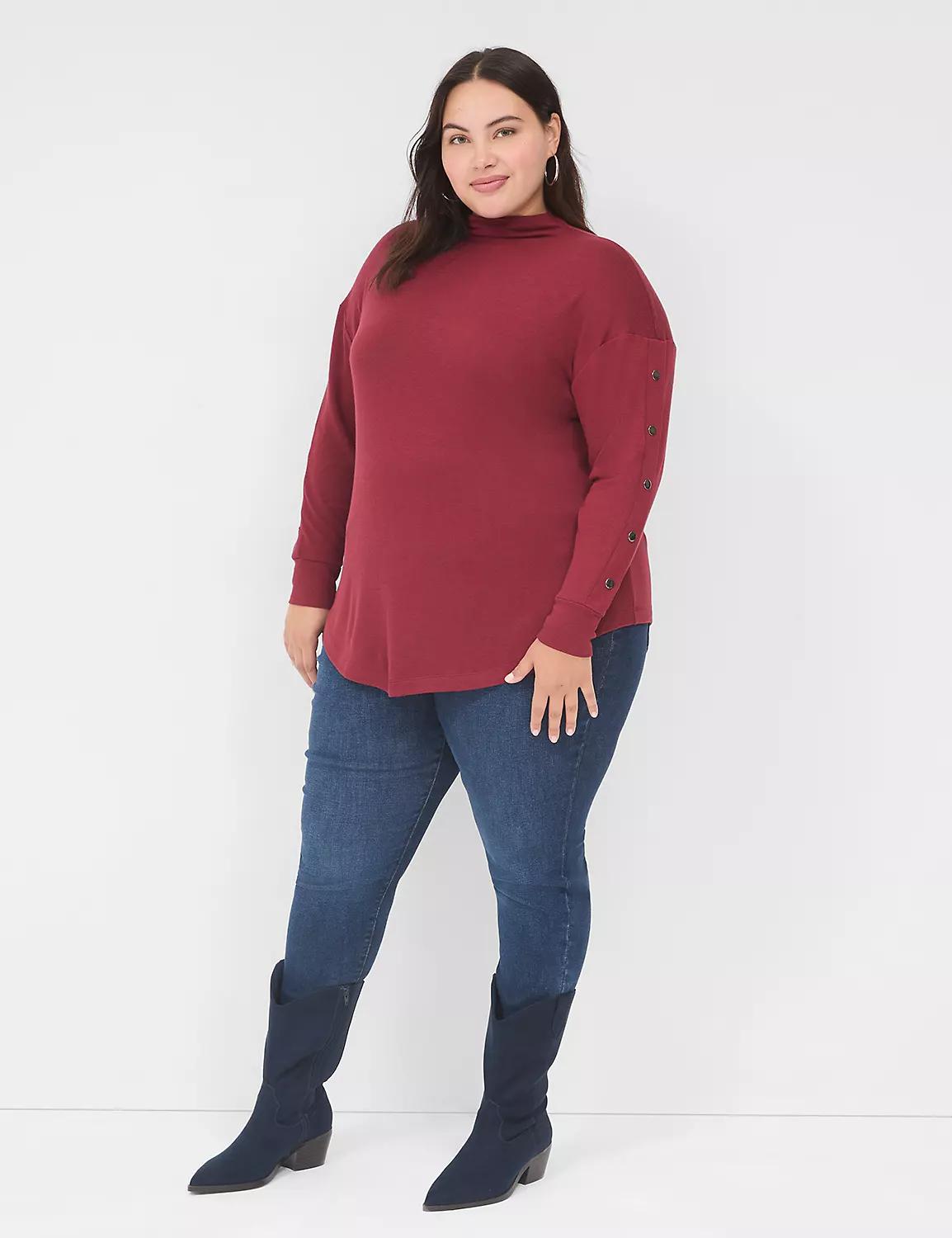 Relaxed Long-Sleeve Snap-Detail Top Product Image