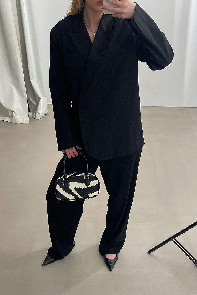 Oversized Overlap Blazer Black Product Image