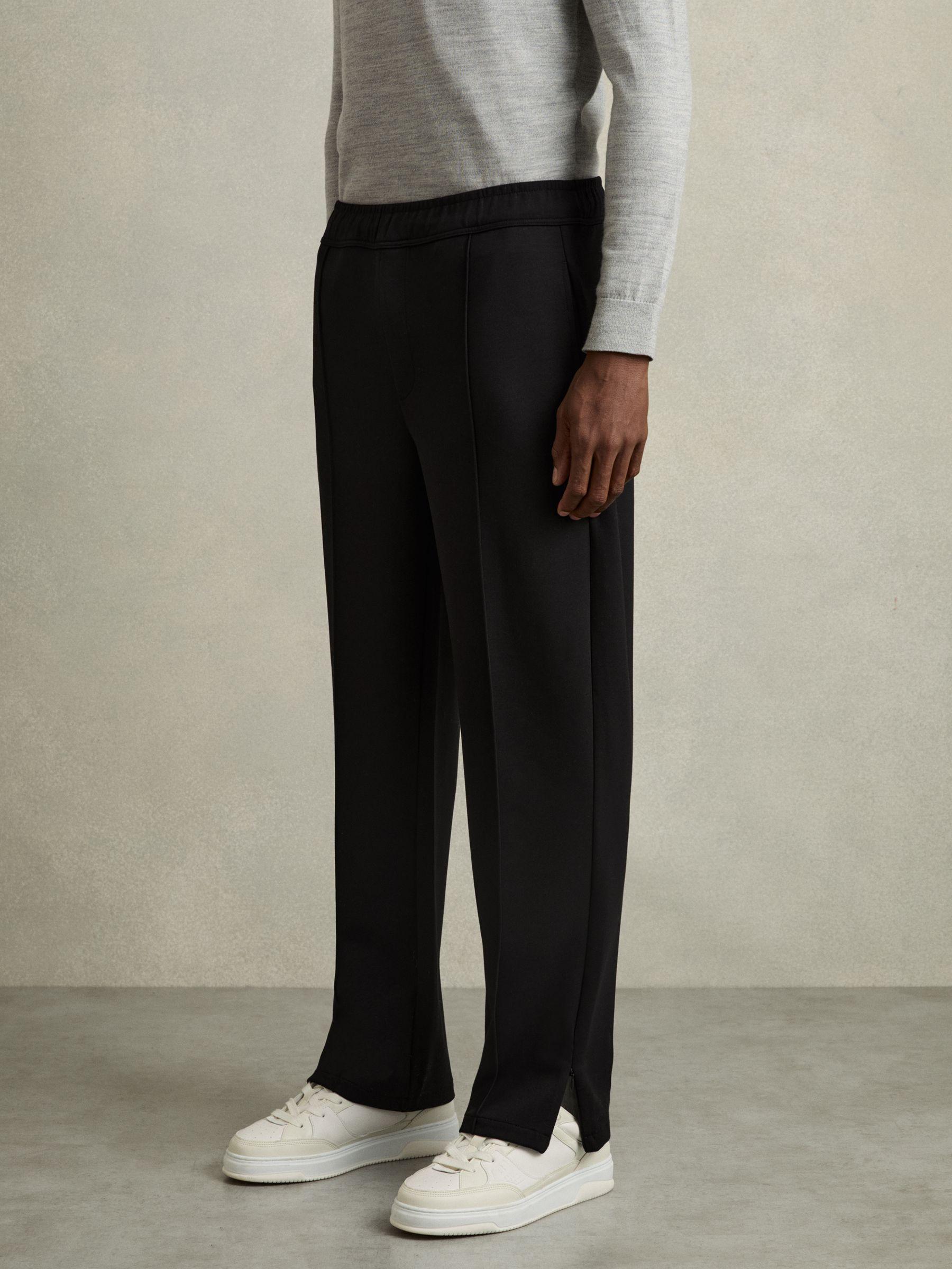 Interlock Drawstring Straight-Leg Trousers in Black Product Image