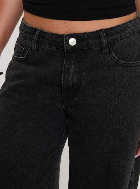 Ramos Low Rise Denim Jeans Washed Black Product Image