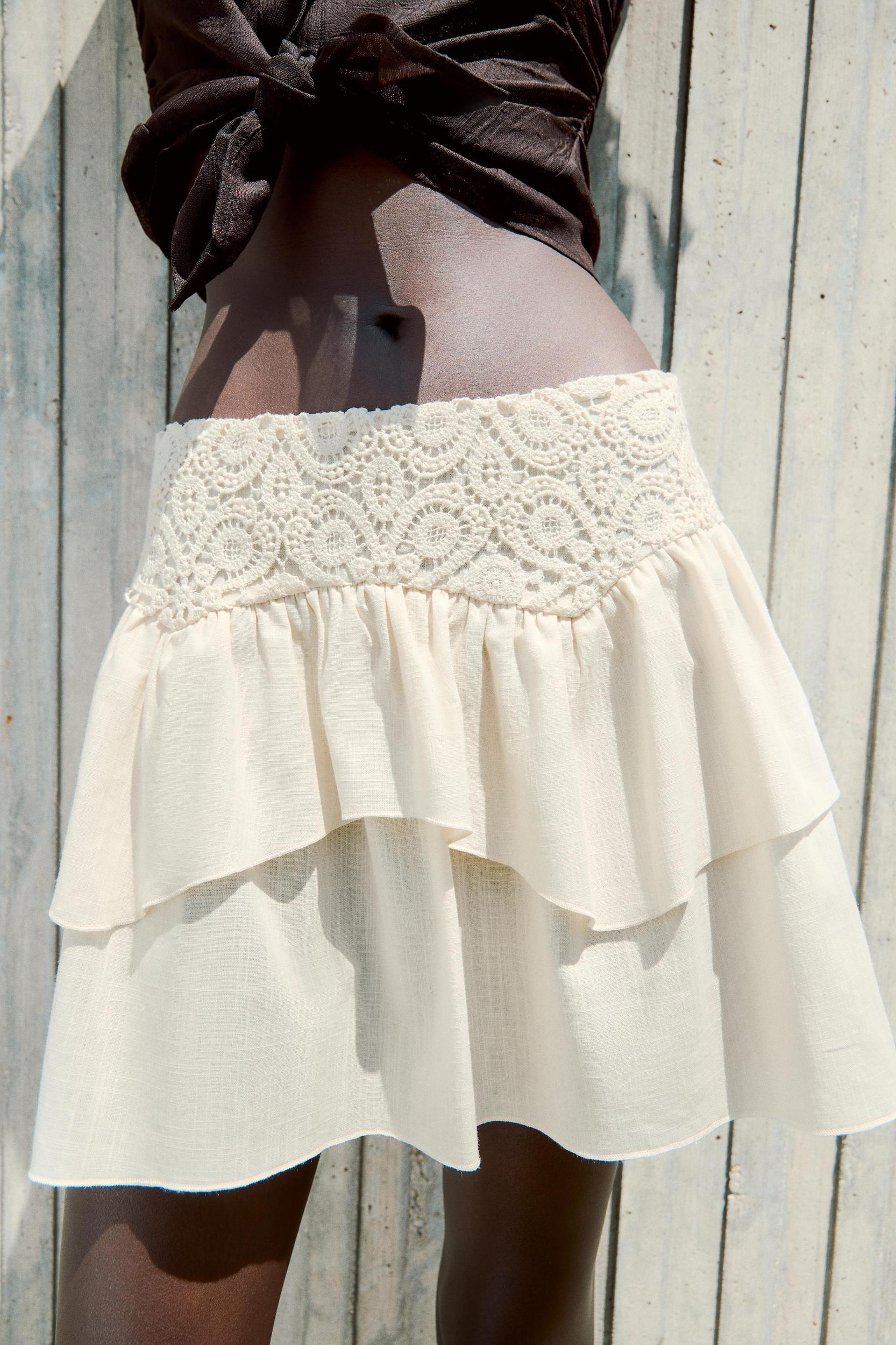 CROCHET RUFFLE MINI SKIRT Product Image