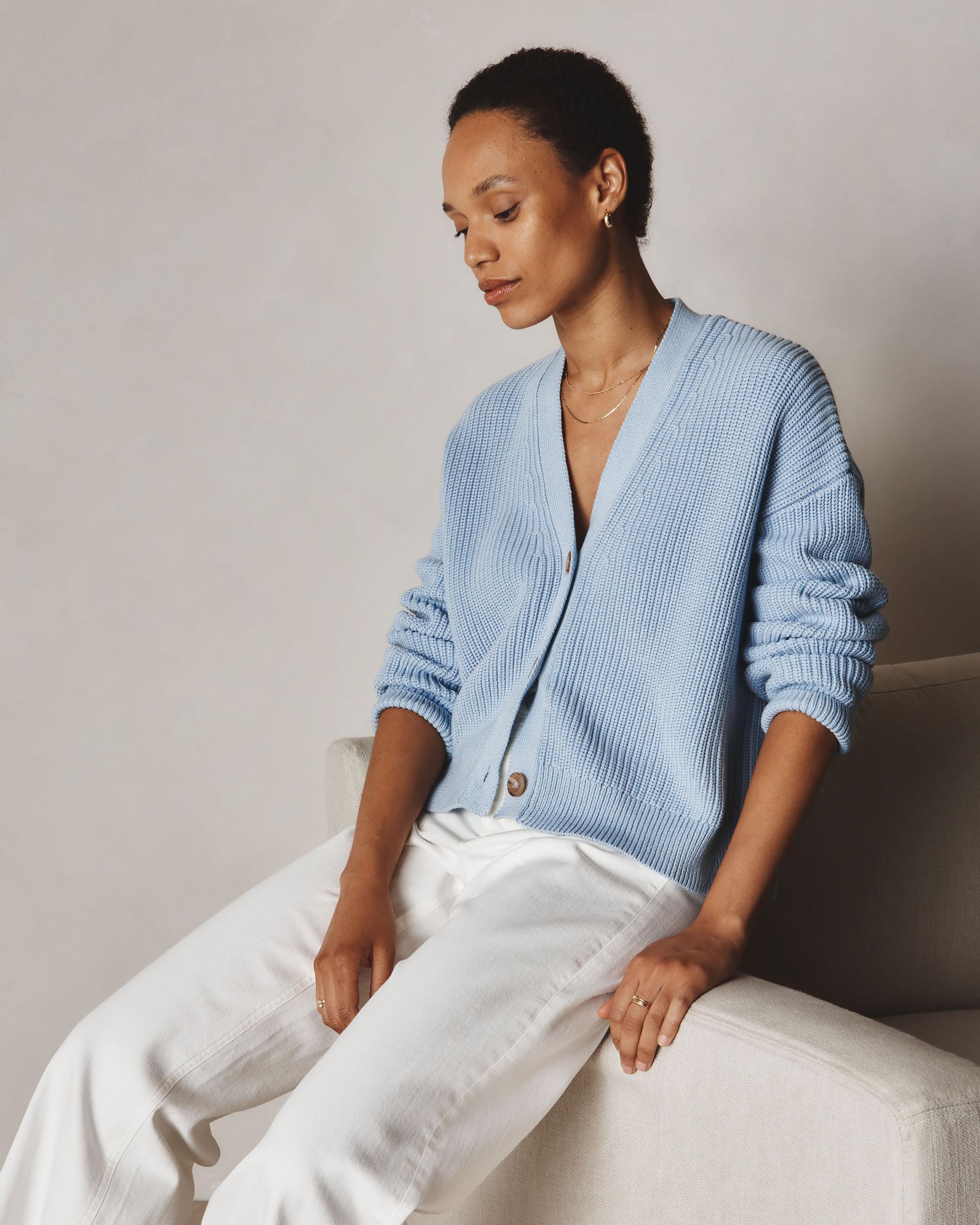 Quince | Women's Fisherman Boxy Cropped Cardigan Sweater Organic Cotton Product Image