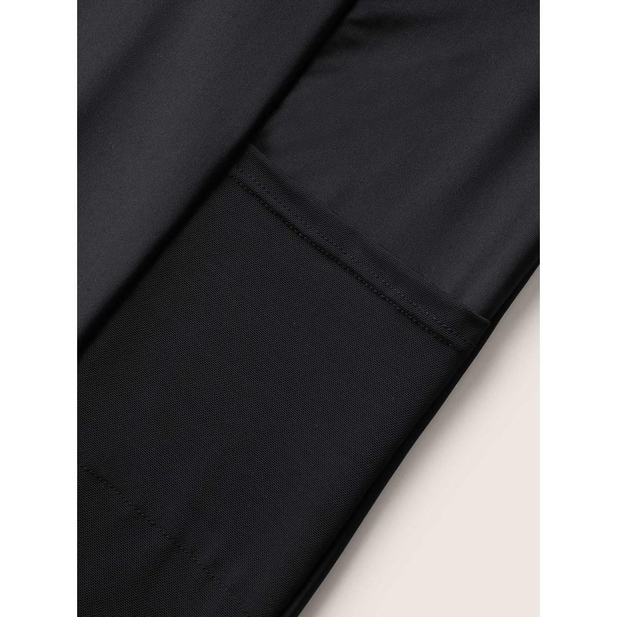 Plus Size Plain Mesh Patchwork Patched Pocket Swim Bottoms Women's Swimwear Black Resort See through High stretch Skinny High Rise Slanted pocket Curve Swim Bottoms BloomChic 22-24/3X Product Image