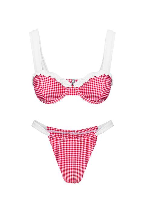 This Summer Underwire Bikini Top Red Gingham Product Image