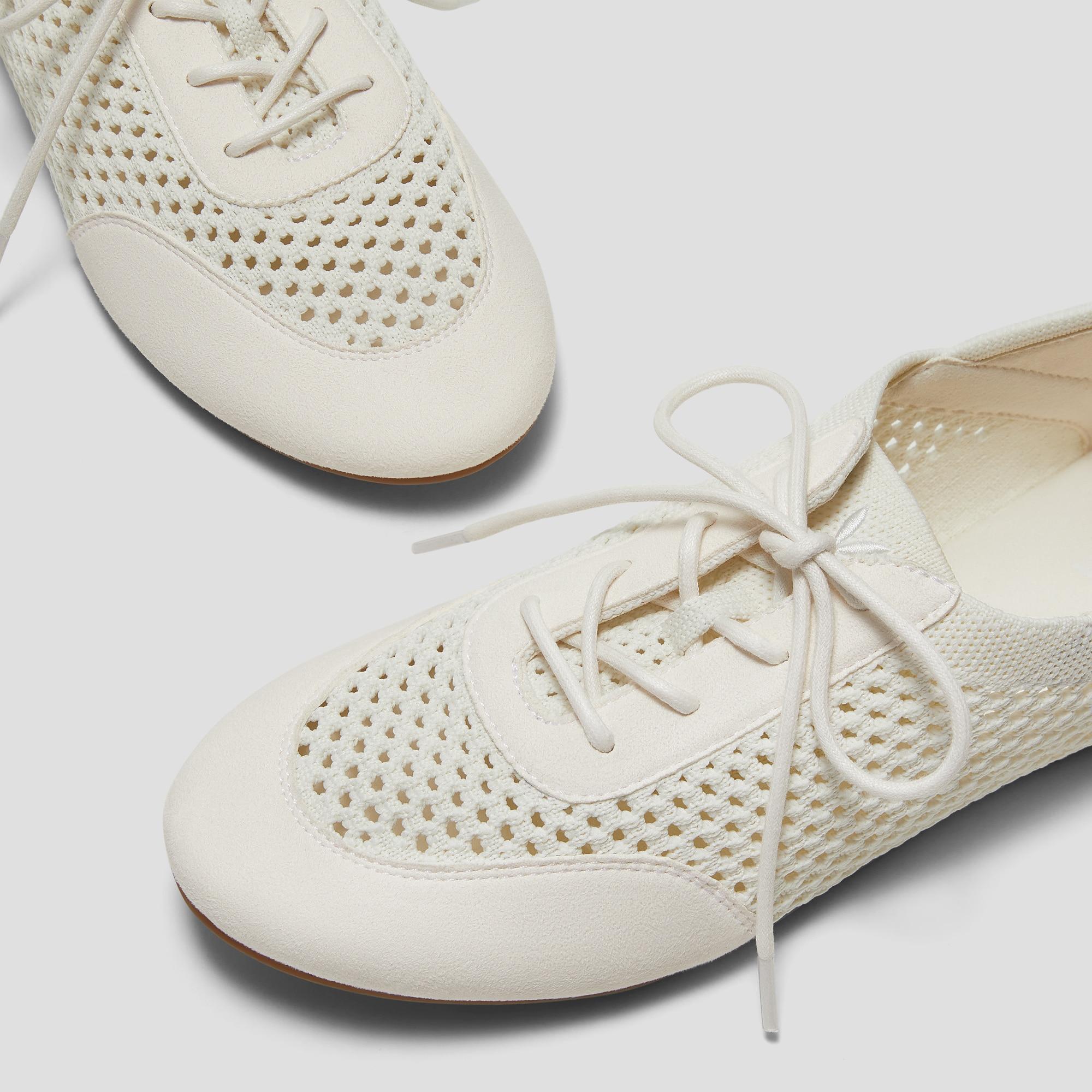 Round-Toe Lace-Up Mesh Sneakers (Yara) Product Image