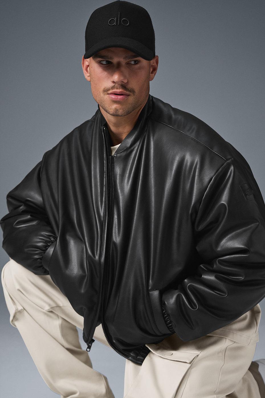 Faux Leather Premier Bomber - Black Product Image