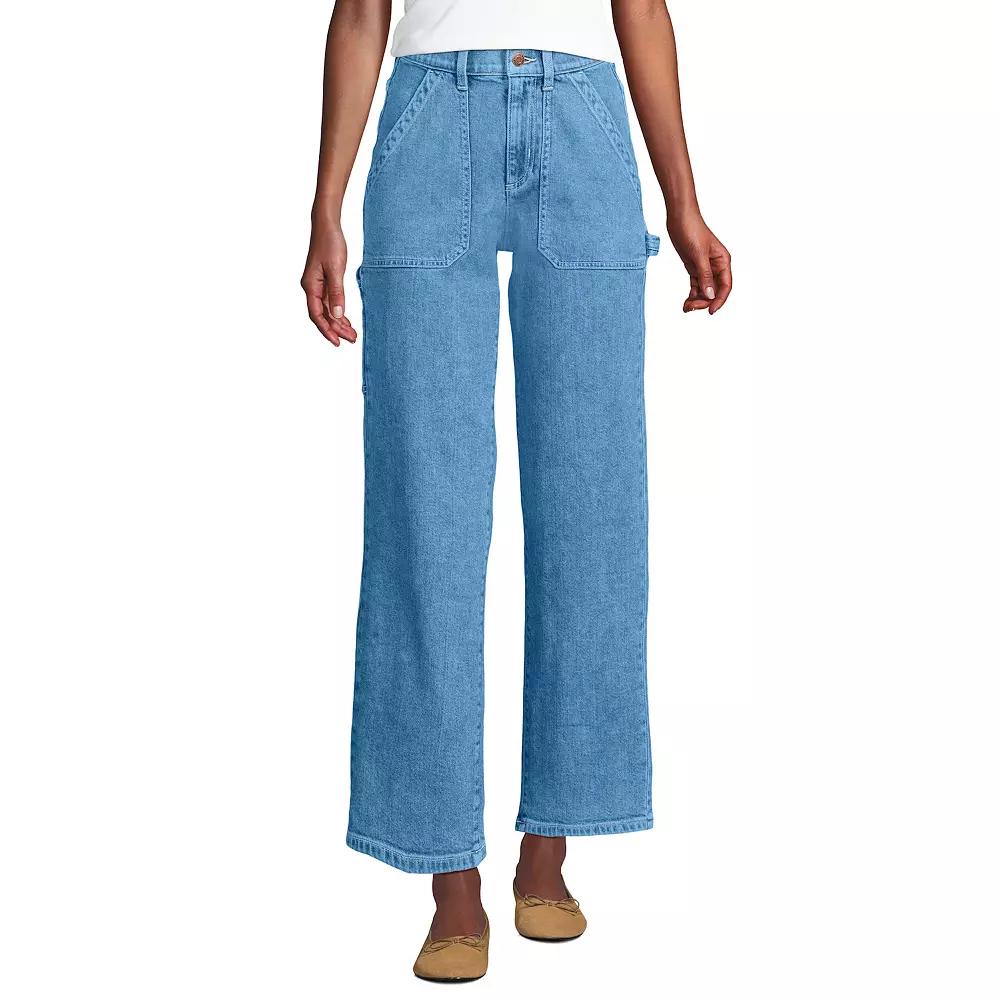 Women's Lands' End Soft Denim High Rise Cargo Ankle Jeans,  Product Image