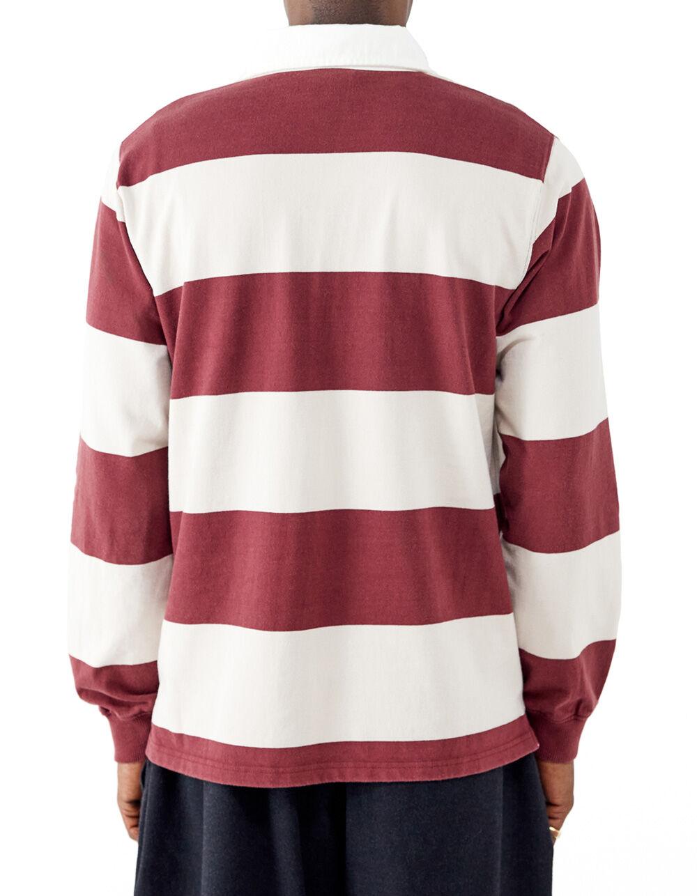 IETS FRANS Stripe Mens Long Sleeve Rugby Shirt - BURGUNDY Product Image
