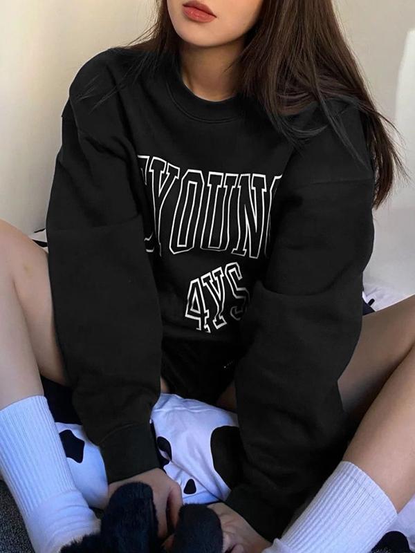 American Vintage Style Letter Print Sweatshirt Product Image