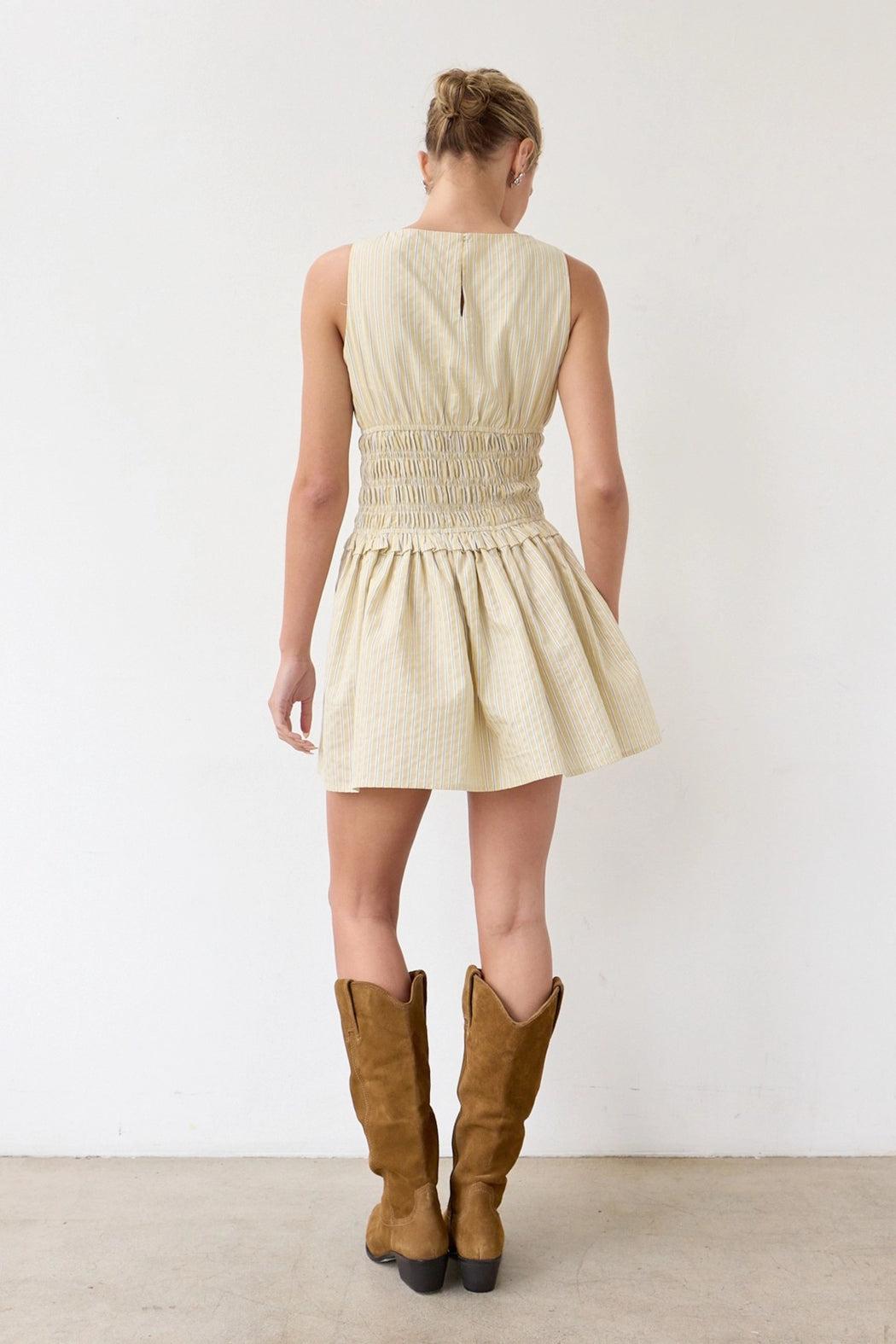 Pinstriped Smocked Minidress Product Image