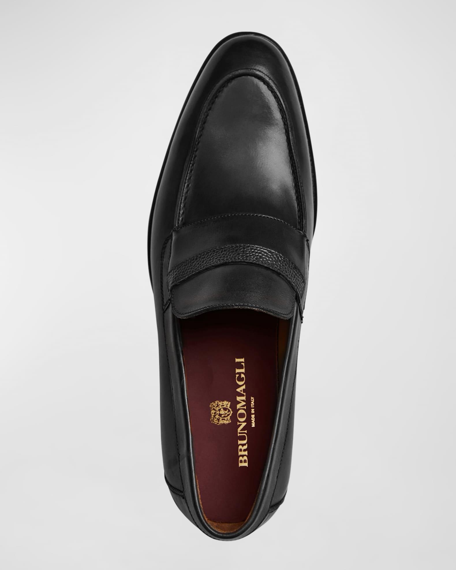 Men's Stamped-Logo Leather Penny Loafers Product Image