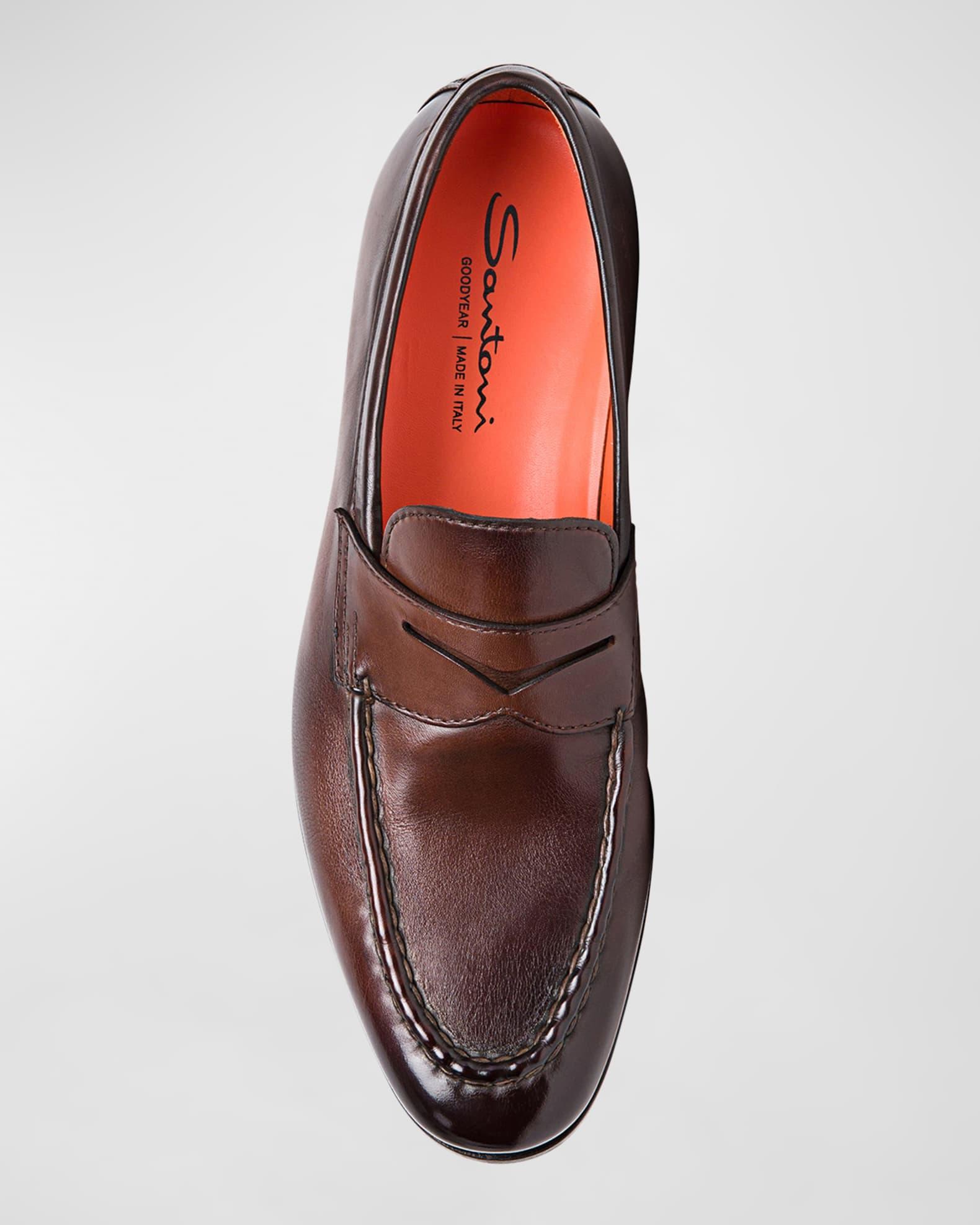 Men's Door Burnished Leather Penny Loafers  Product Image