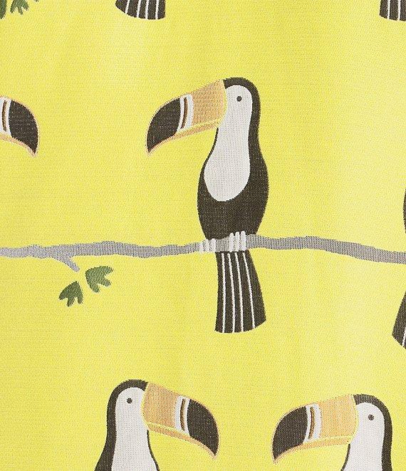 Buru Floral Brocade Toucan Print Mock Neck Sleeveless Shift Mini Dress Product Image