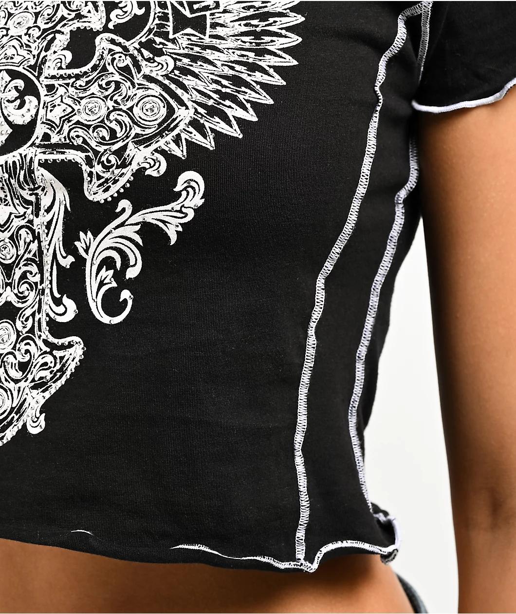 Affliction Congregation Black Crop T-Shirt Product Image