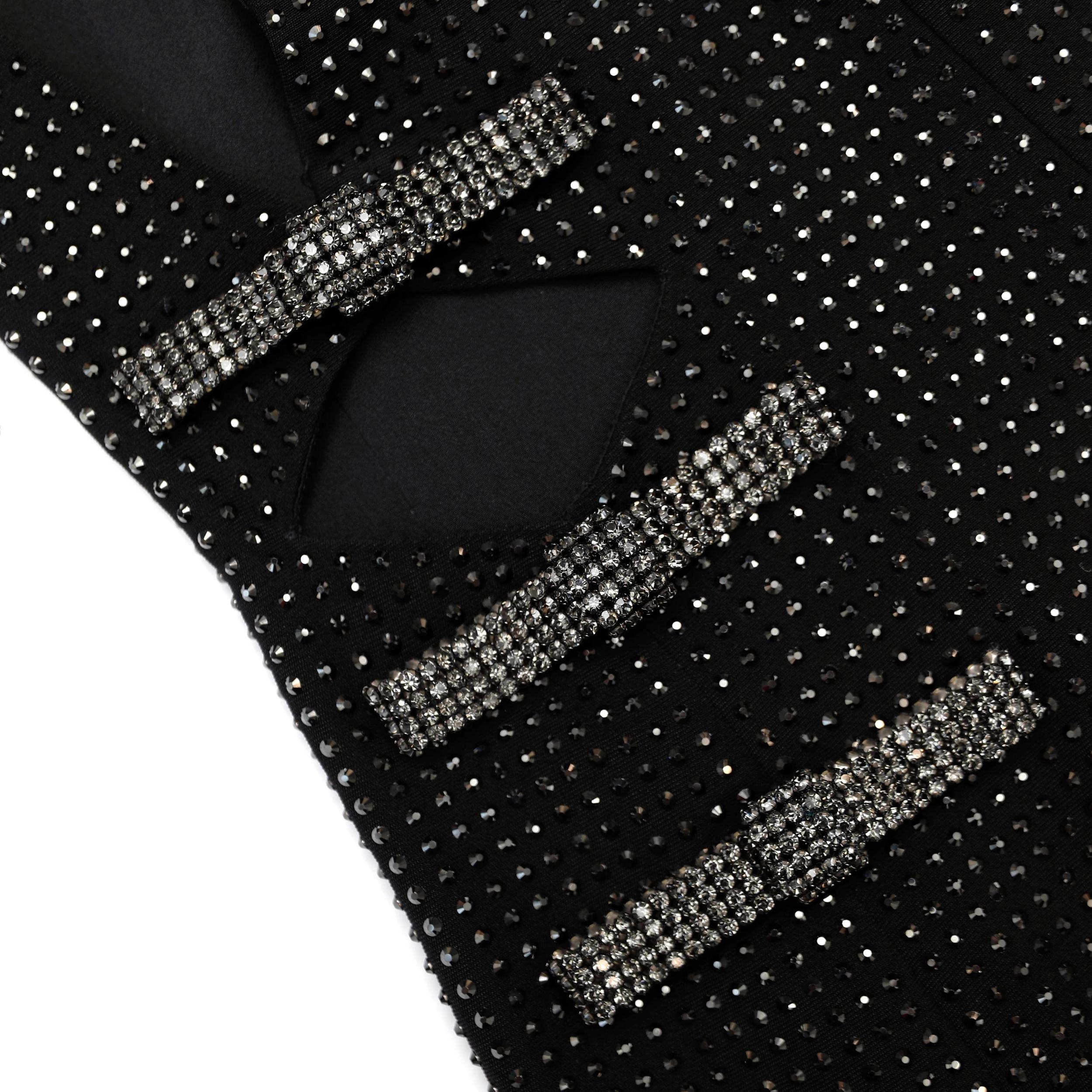 Black Rhinestone Crepe Mini Dress Product Image