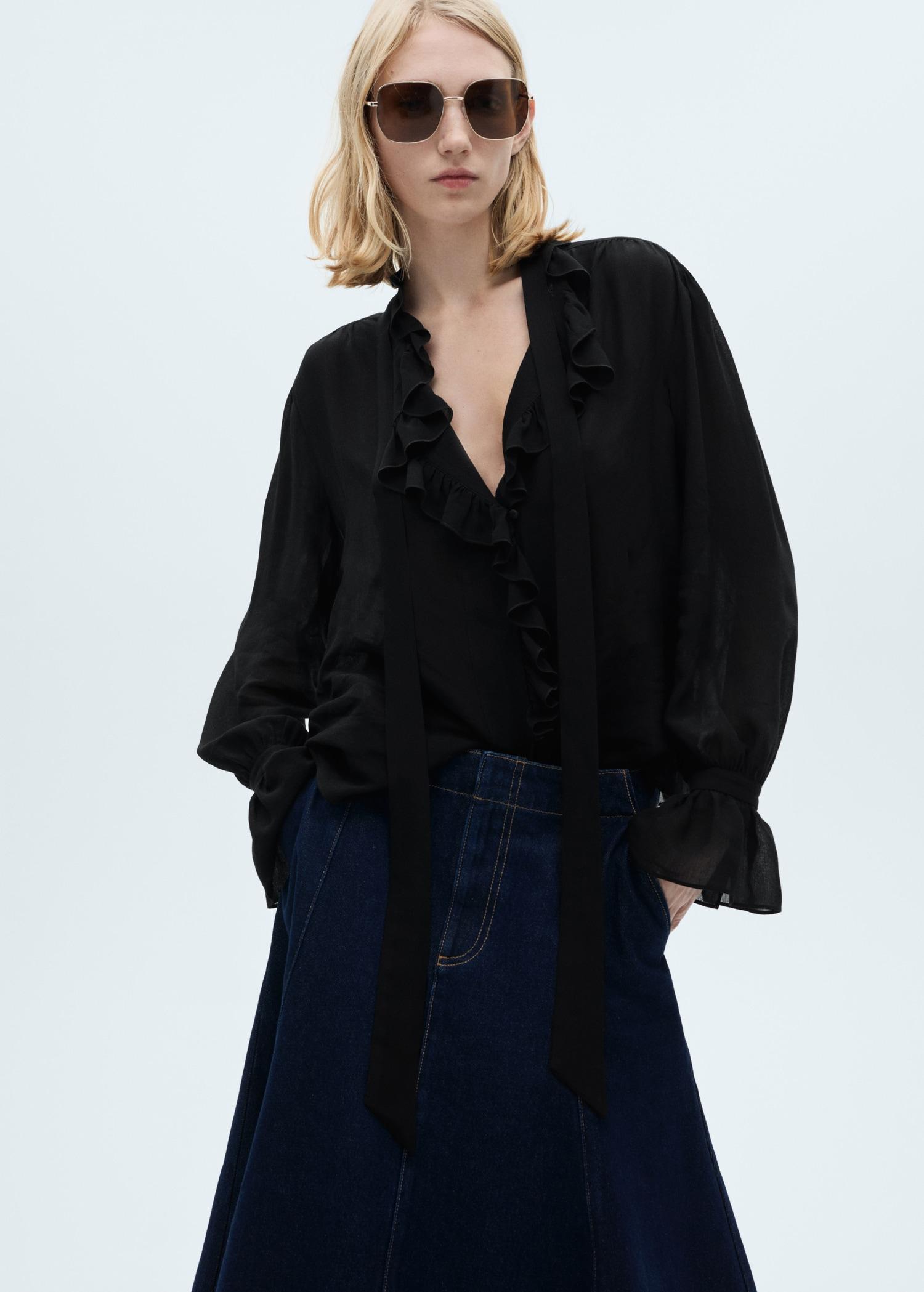 Flared denim skirt - Women | MANGO USA Product Image