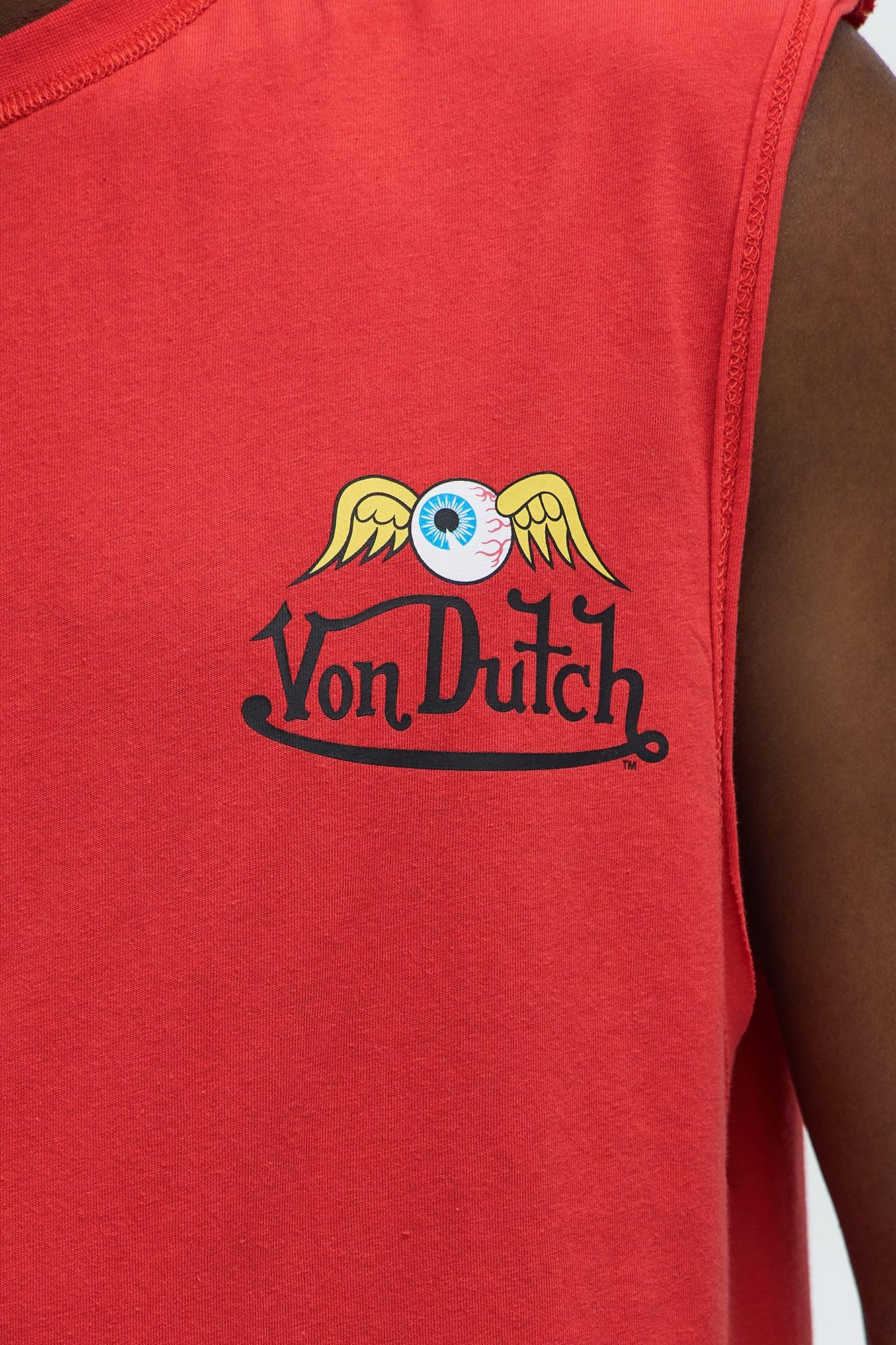 Von Dutch Winged Eyed Logo Muscle Tee - Red Product Image