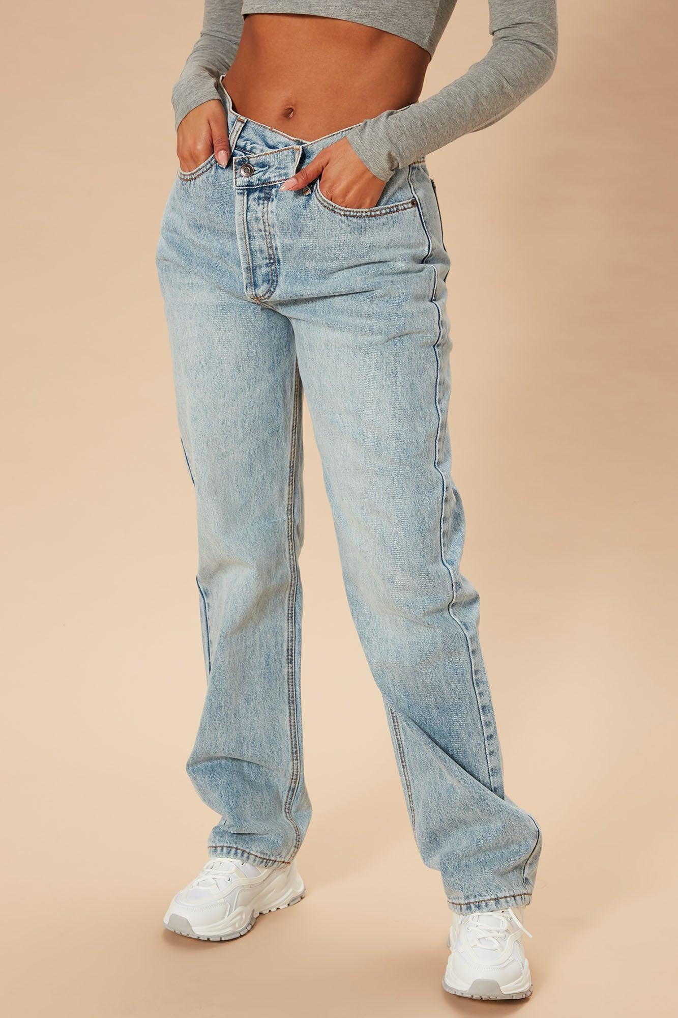 Crossover Straight Leg Jeans - Light Blue Wash Product Image