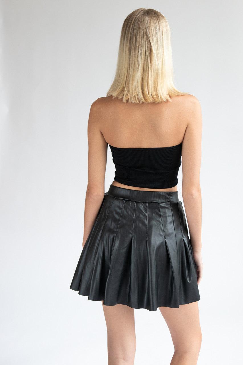 Pleated Pleather Skirt Product Image